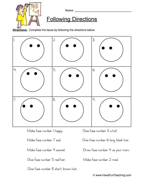 Trick Worksheet Following Directions