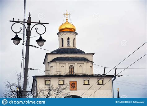 Golden Gates In Vladimir Town Russia Stock Photo Image Of Cross