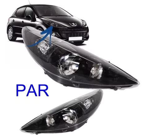 Par Farol Peugeot 207 Ano 2007 2008 2009 2010 Máscara Negra