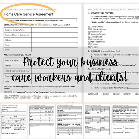 Home Care Agreement Template Terms Of Service Home Health Etsy