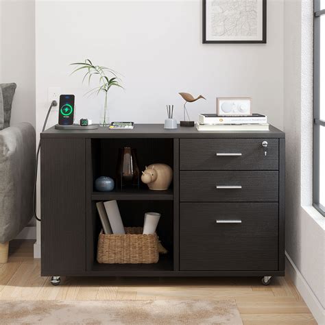 Yitahome File Cabinet With Charging Station Mobile Lateral Filing