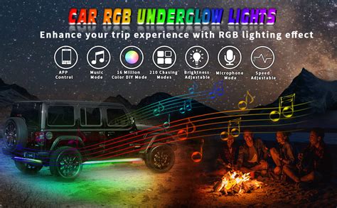 Amazon OPPBUY Car Underglow Lights 4PCS RGB Exterior Neon Accent