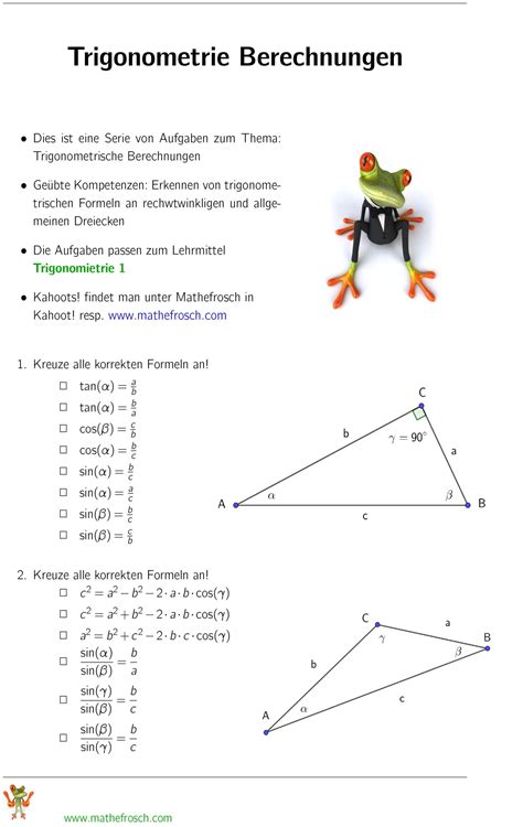 Aufgaben Trigonometrie Berechnungen Mathematik Lernen