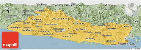 Savanna Style Panoramic Map Of El Salvador