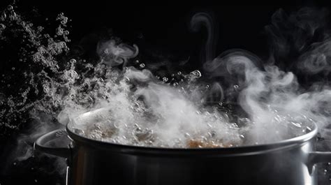 A pot of boiling water with steam rising out of it | Premium AI ...