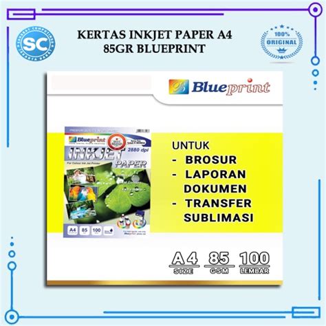 Jual KERTAS INKJET PAPER A4 85GR BLUEPRINT Shopee Indonesia