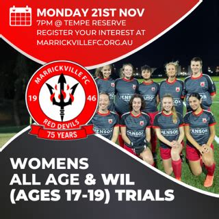 Womens Team Trials Marrickville Football Club