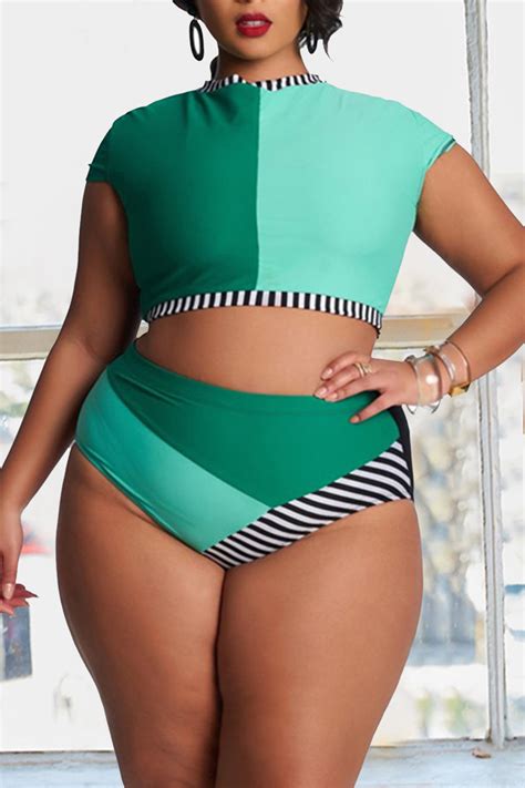 Fashion Sexy Plus Size Pink Bikini Two Piece Set