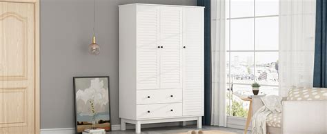 Amazon Aiegle Doors Wardrobe Armoire With Mirror Wide Large