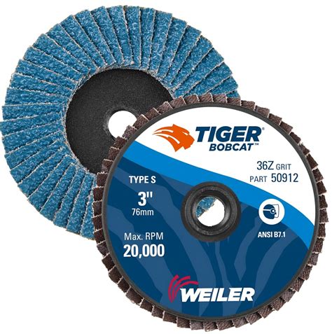 Weiler 50912 3 Bobcat Mini Abrasive Flap Disc Flat TY27 Type S