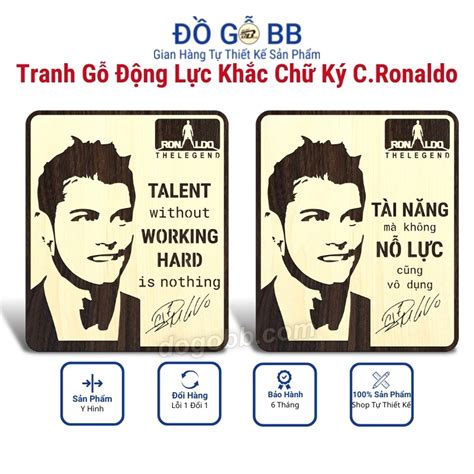 Mua Size Lớn Tranh Gỗ Treo Tường Decor Slogan Ronaldo CR7 Khắc Chữ Ký