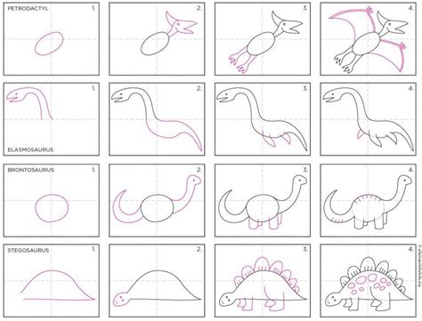 How to Draw Simple Dinosaurs · Art Projects for Kids Easy Dinosaur ...