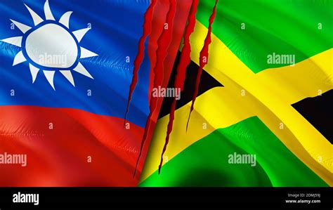 taiwan  jamaica flags  scar concept waving flagd rendering
