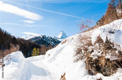 Foto De Zermatt Matterhorn Furi Zmutt Wanderweg Winterwanderung