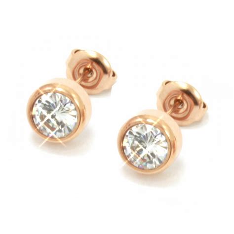 Edelstahl Ohrstecker Mit Zirkonia Stein Rosegold Classic Stud