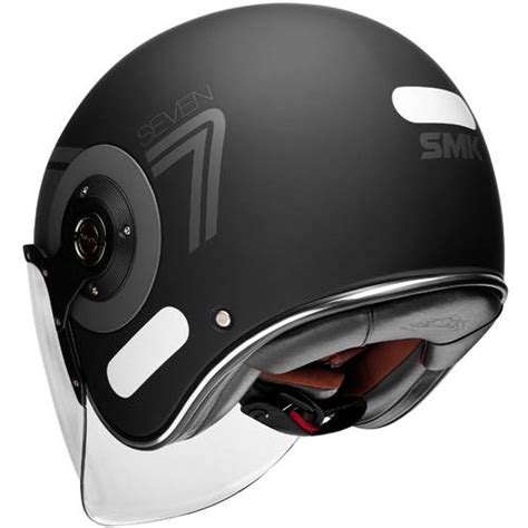 Capacete Smk Retro Jet Seven Preto Cinza Fosco Grid Motors