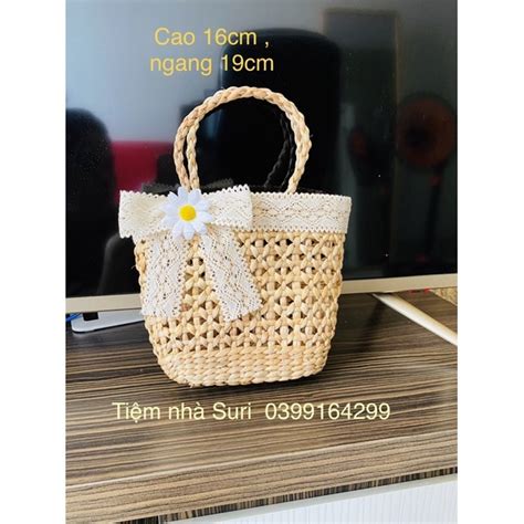Túi cói CỰC HOT Túi lục bình Vintage đi biển chụp ảnh decor kiểu dáng siêu đẹp Shopee