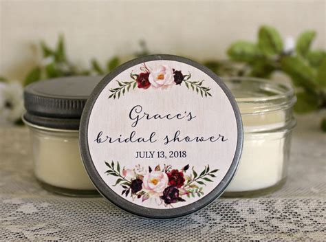 Burgundy Bridal Shower Favor Personalized 4 Oz Candle Favors Etsy