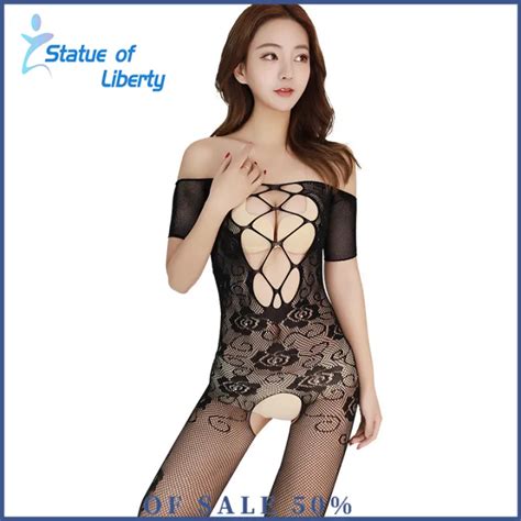 Sexy Lingerie Retro Rose Jacquard Sexy Hollow Cross Exposed Breast Open Crotch Net Dress One