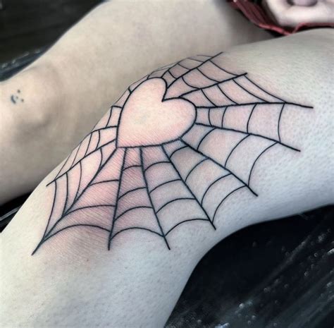 Heart Spiderweb Tattoo for Women