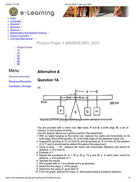 Wassce Waec 2023 Physics Paper 3 Past Questions And Answer Pdf