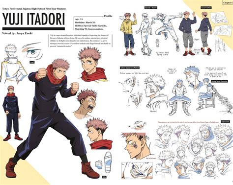 Yuji Megumi Nobara And Gojos Character Design Sheets From Jujutsu