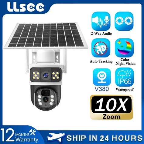 LLSEE V380 Dual Lens 4K 8MP 4G SIM Card Solar Camera Wireless WIFI