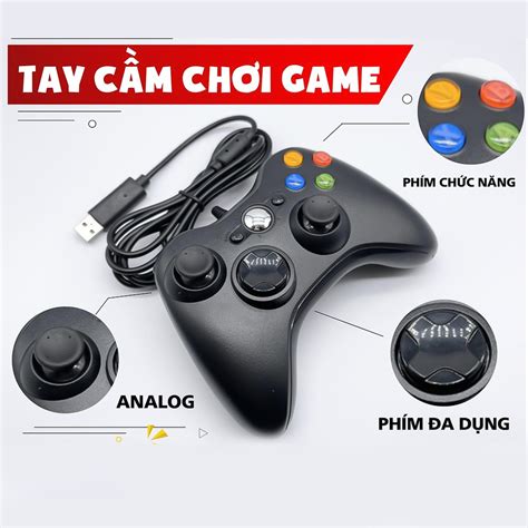 Tay Cầm Chơi Game Tay Cầm Chơi Game USB For PC 360 Có Dây Chơi Game