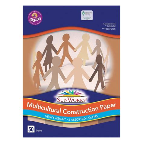 Construction Paper 9″x 12″ Multicultural Sunworks 50 Sheets Pacon Zolut