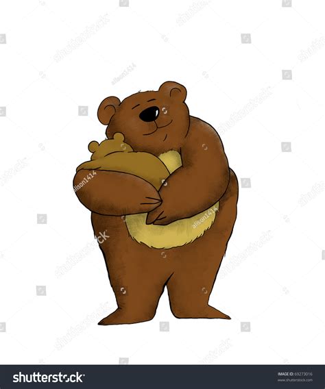 Cartoon Of A Mother Bear Holding Her Baby Stock Photo 69273016