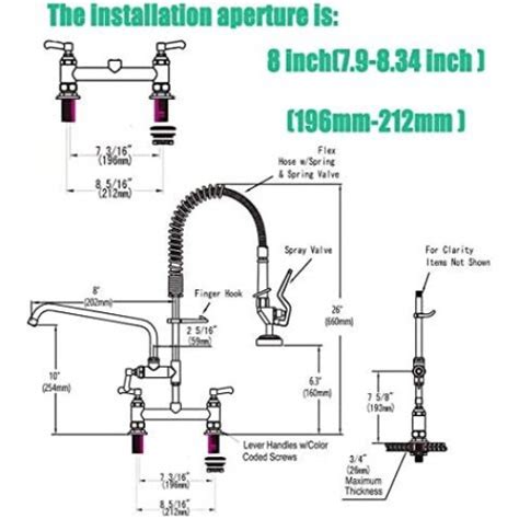 Double Pedestal Pre Rinse Spray Tap POUGEO Commercial Kitchen Bridge