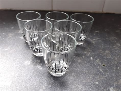 Set Of 6 Vintage French Shot Glasses Cute Retro Mcm Etsy