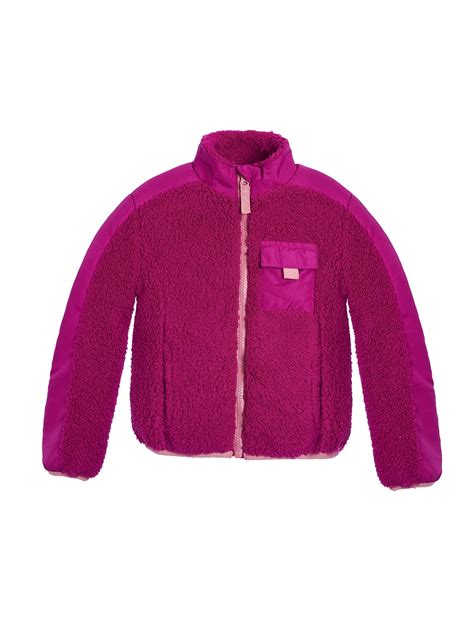 Wonder Nation Girls Mixed Media Sporty Plush Jacket Sizes 4 18