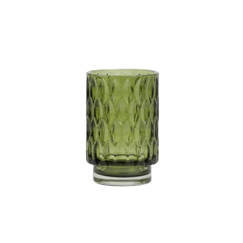 Light And Living Grace Olive Green Glass Large Tealight Holder