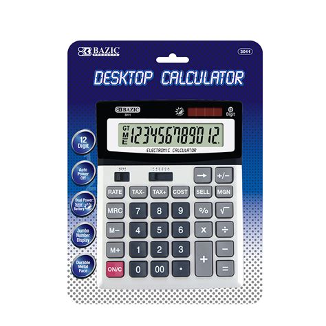 BAZIC 12 Digit Desktop Calculator W Profit Calculation Tax Functions