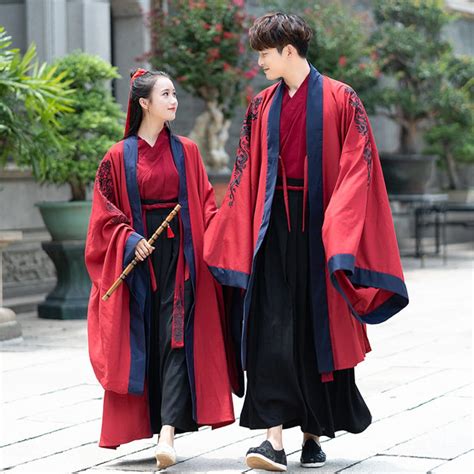 Red Black Xianxia Hanfu For Men Wowen Ancient Chinese Costume Couples