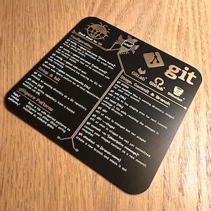 Git Commands Coaster Programmer S Desk Accessory Gold Plated Coding