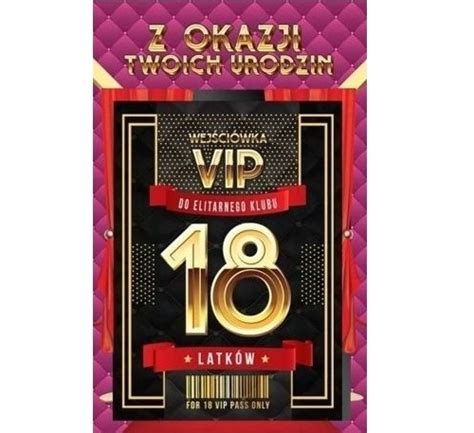 Kartka urodzinowa 18 VIP różowa zamów online Szalony pl