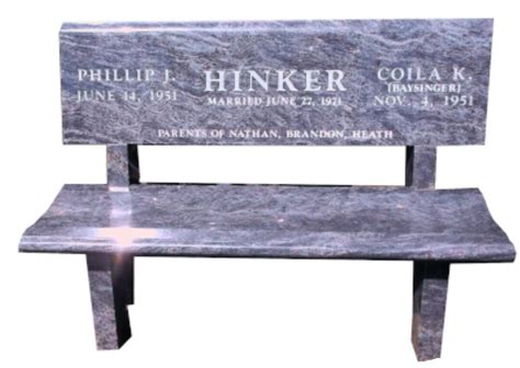 Cemetery Bench Headstone Large Granite Park Style Engraving Available ...