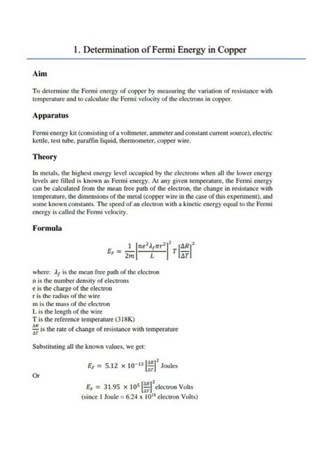 SOLUTION Determination Of Fermi Energy In Copper Studypool