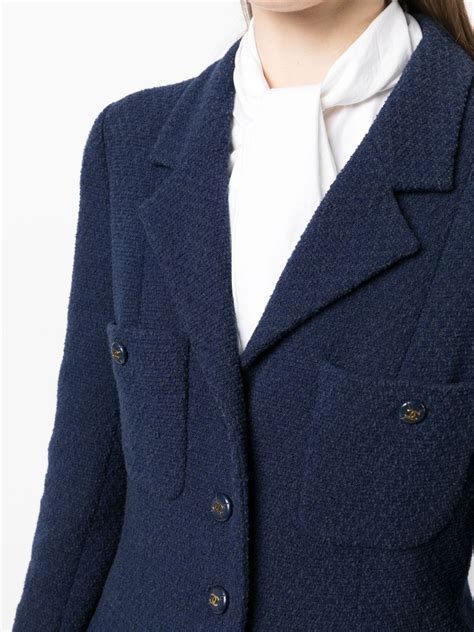 CHANEL Pre Owned 1995 CC button Bouclé Jacket Farfetch