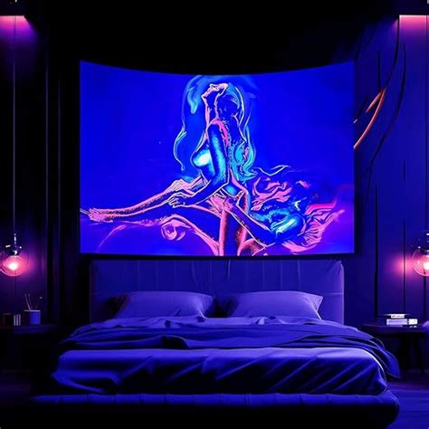 Amazon XYYDS Blacklight Lover Tapestry UV Reactive Neon Trippy