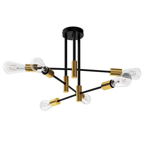 Modern Black And Brass Sputnik Semi Flush Mount Ceiling Light On Sale