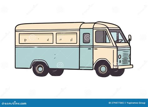 Blue Van Symbolizes Freedom On Road Trip Stock Vector Illustration Of