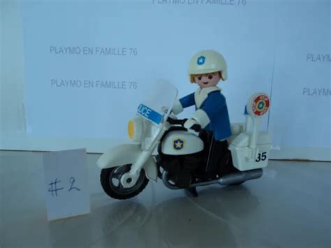 PLAYMOBIL VINTAGE POLICE Moto Blanche Policier Motard Set 3564 V2 De