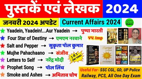 Books and Authors 2024 पसतक और लखक 2024 Current Affairs 2024