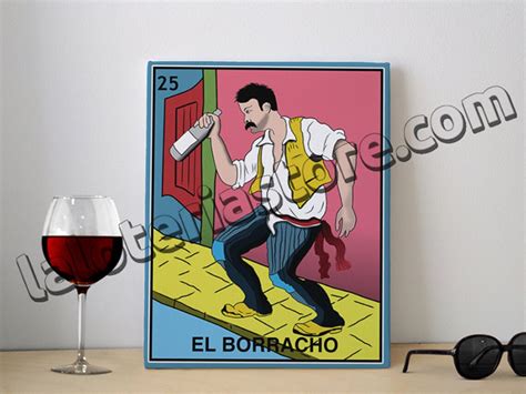 8x10 Canvas El Borracho Loteria Card Stretched And Ready Etsy