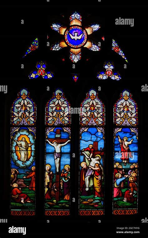 stained glass window on black background Stock Photo - Alamy