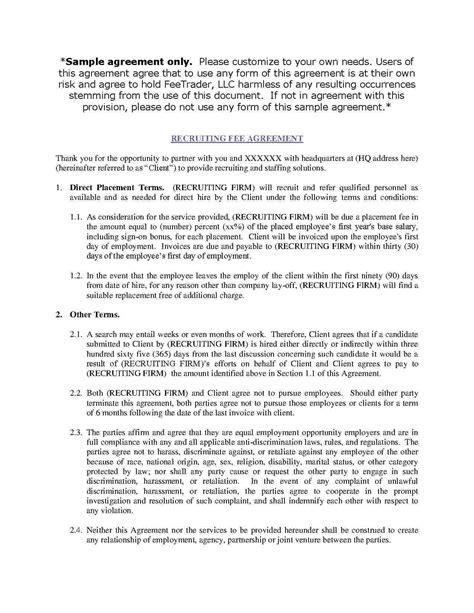 Recruiting Fee Agreement Template