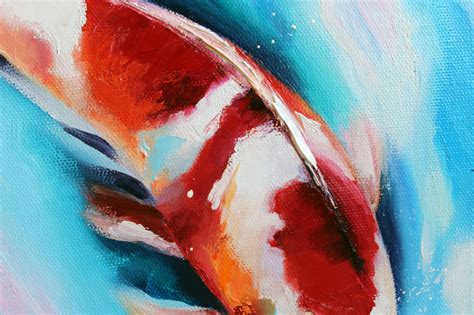 Koi Fish Oil Painting On Canvas Carp Original Art 20 20 Inch Etsy